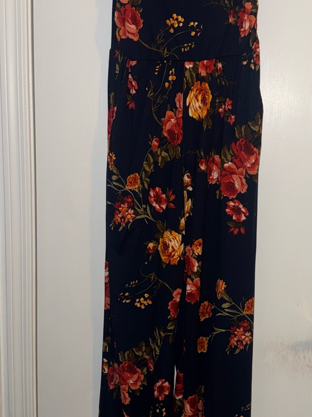 Windsor Navy Maxi Jumpsuit with Red & Yellow Floral Print